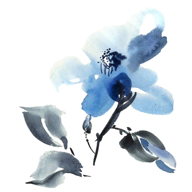 Blue Flowers Illustration - Wrapped Canvas Painting, 76cm H x 76cm W x 3.8cm D