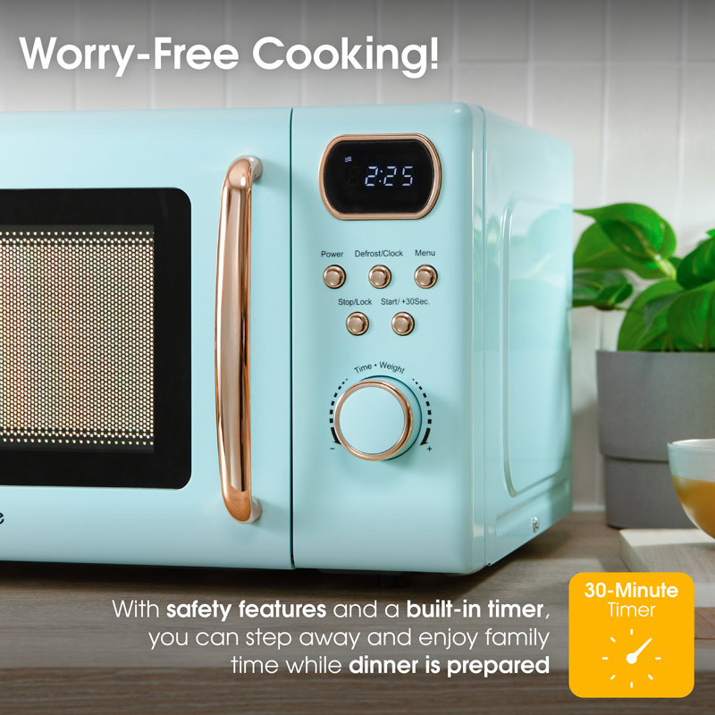 Abode AMD2004GRG, 20L Digital Microwave in Blue with Rose Gold Accent