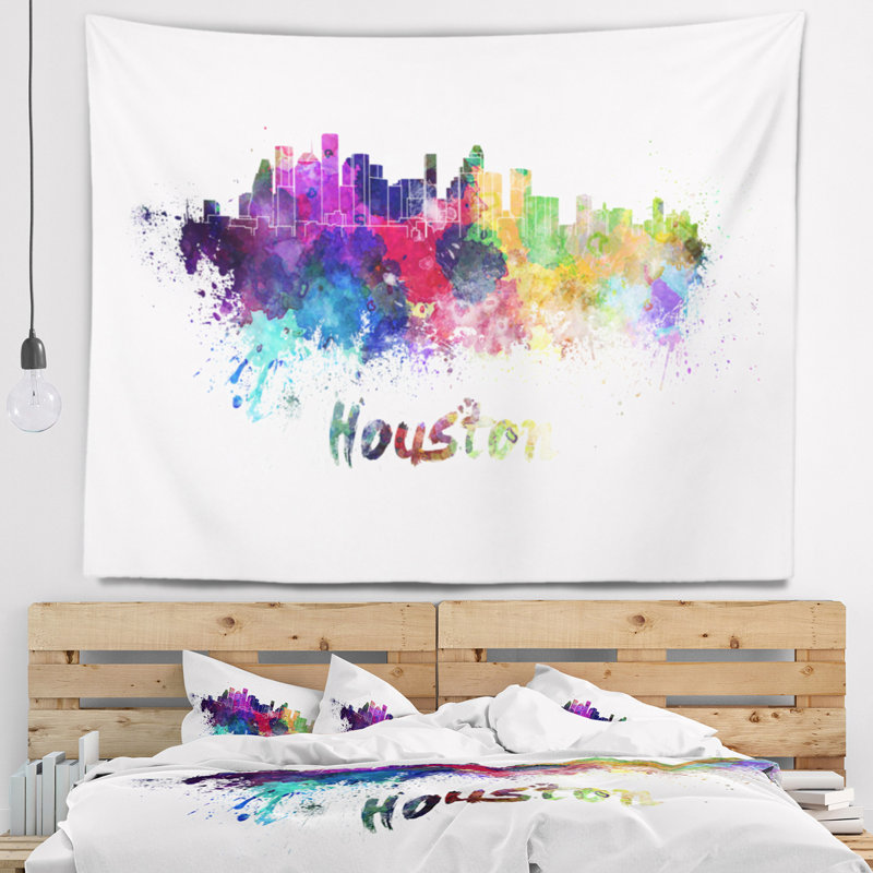 Tapisserie d'horizon de houston Cityscape, H 32 po x l 39 po