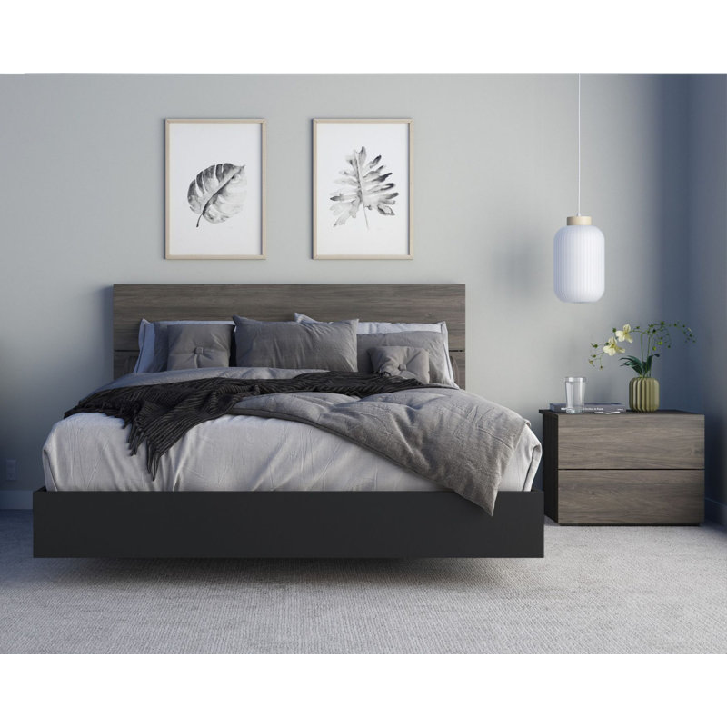 Ensemble de chambre à coucher Ozdemir, Double, 2 pièces (lit et table de chevet)