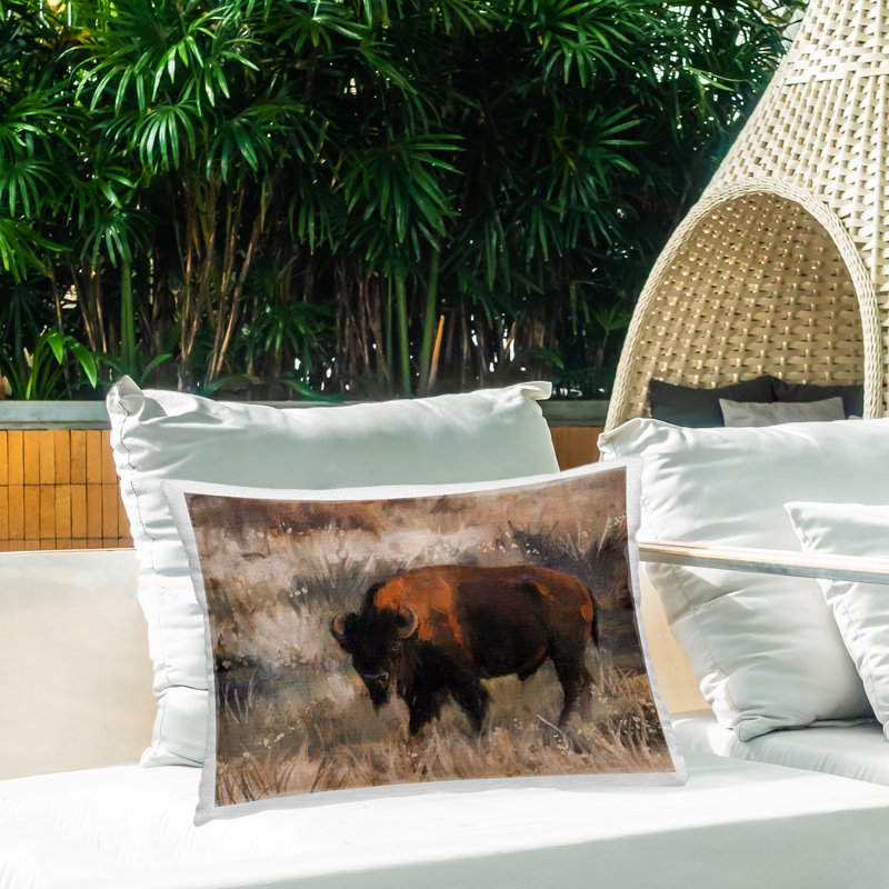Coussin extérieur Stupell Industries Bison on the Range par Nina