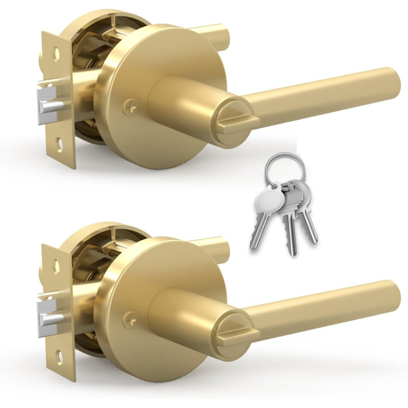 Poignée de porte intérieure réversible avec rosette ronde Mega Handles RONN | Acier inoxydable durable | Clés identiques, chambres à coucher, salles de bain et couloirs (paquet de 2)