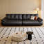 Canapé modulaire moderne en cuir véritable noir-1083371631