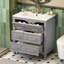 Ensemble de meuble-lavabo simple 30 po avec 3 tiroirs, meuble-lavabo autoportant avec cadre en bois massif 30 po, gris-612275062