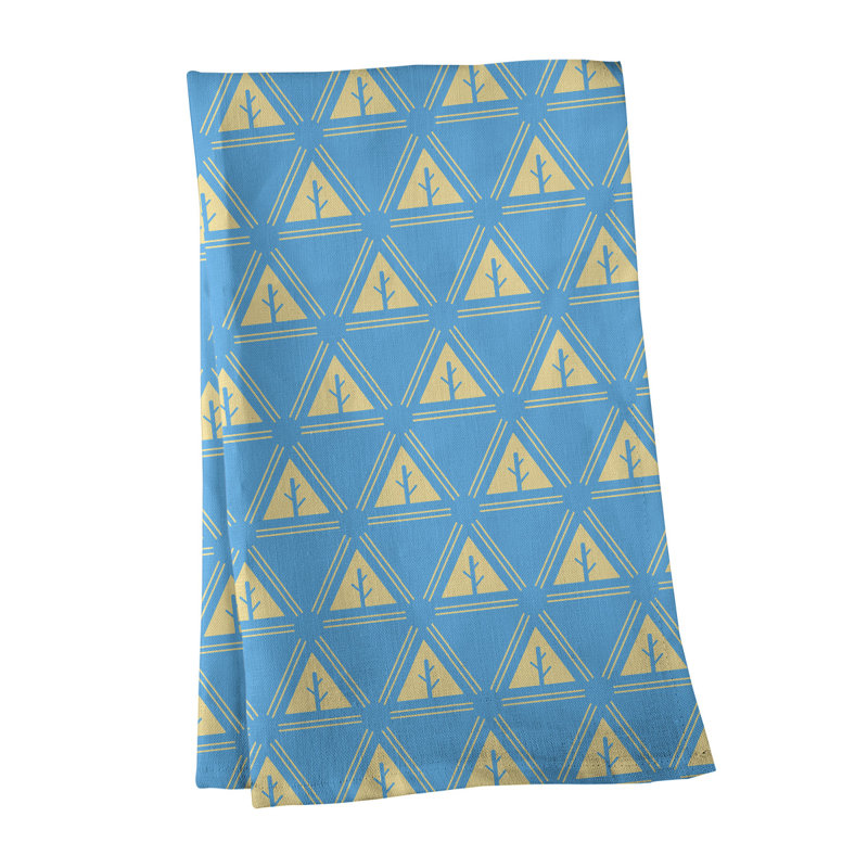 Serviette de thé minimaliste en sapin monochrome Theo Nath, Bleu sarcelle / citron, Polyester sergé