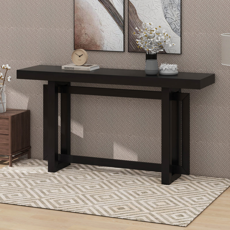 Canapé d'entrée en bois Modern Minimalist Console, Noir, Noir