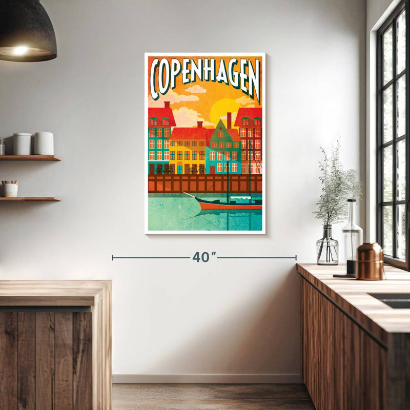 Affiche rétro de la ville de Copenhague, H 39 po x l 26 po