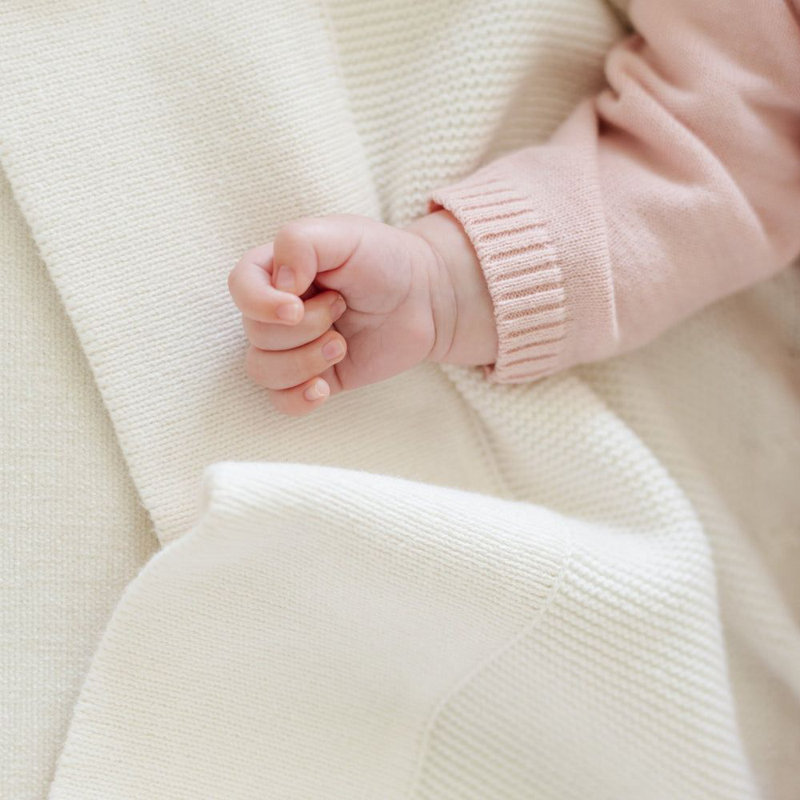 Heirloom Cotton Knit Receiving Blankets, Cream