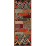 Excellent Multi Color Ground With Rectangular Details in a Geometric Design Vintage American Hooked Rug Round 4'9"