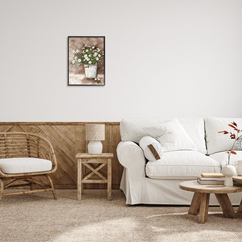 «Stupell Industries Daisies in Country Bucket», art mural sur toile par JJ Design House LLC, H 20 po x l 16 po x P 1,5 po