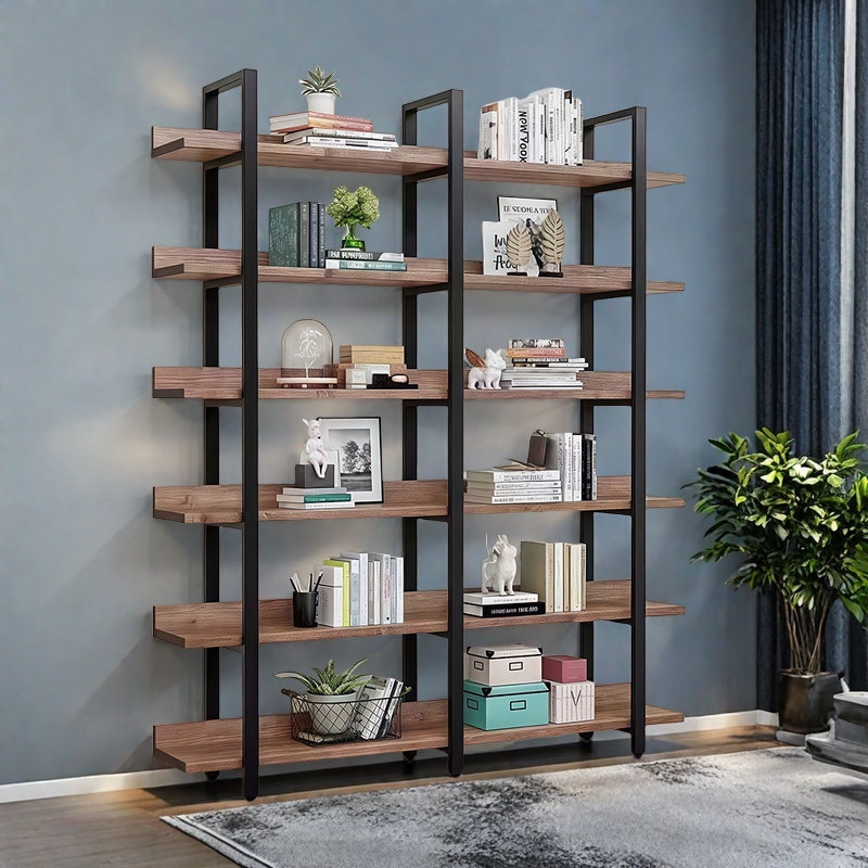A versatile and fashionable bookcase, (6 Shelves) 86.6"H x 70.8"W x 11.8"D