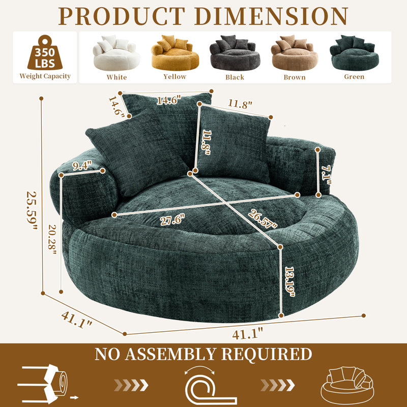 Corduroy Lazy Sofa Bean Bag – Compressed Pack Floor Leisure Chair, Dark Green