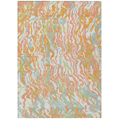 Tapis intérieur lavable abstrait 3 pi x 5 pi Coral