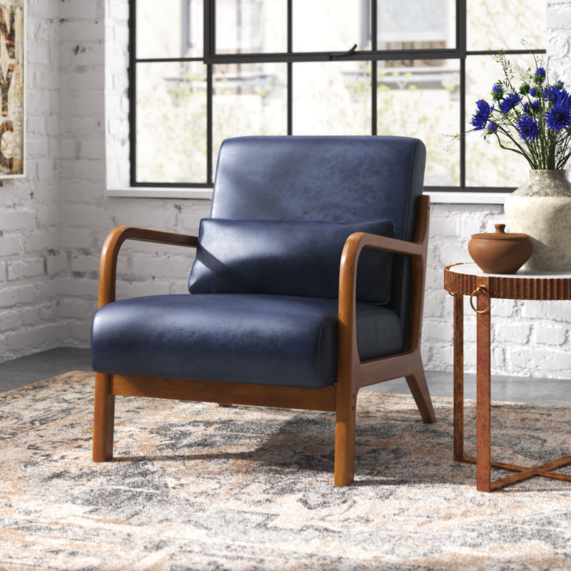 Fauteuil de 26 po de largeur Bradley, Similicuir performance bleu marine