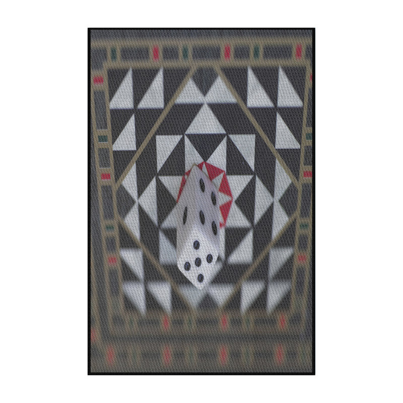 Tapis noir/brun/blanc tissé à la machine, Rectangle 6 pi x 9 pi