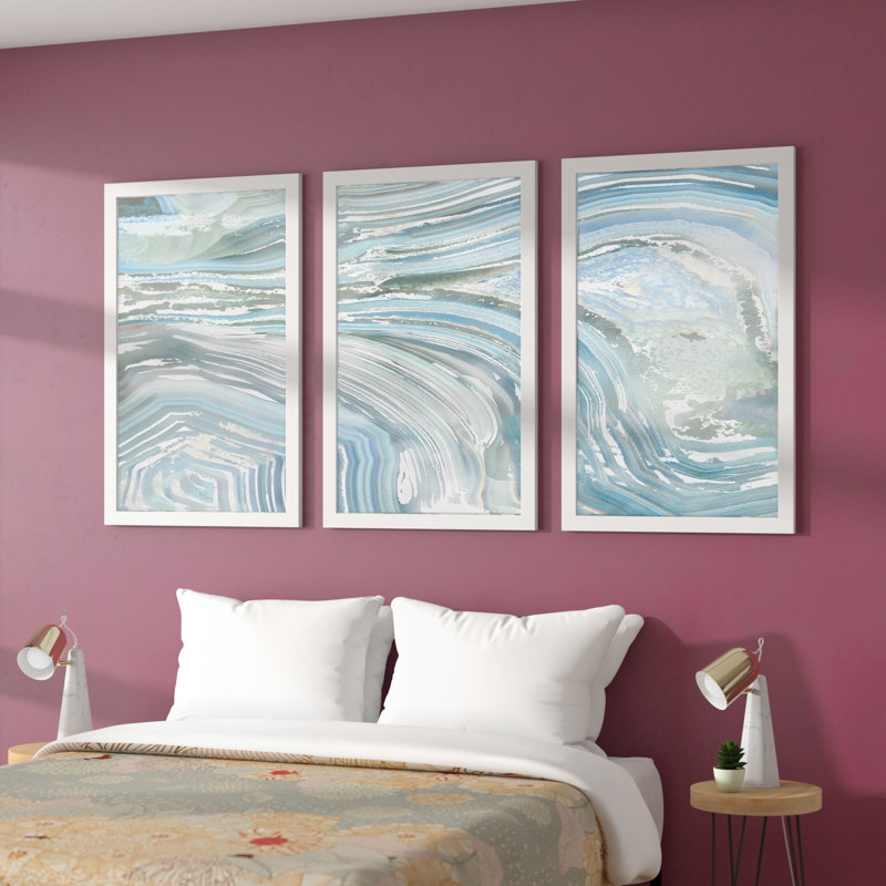 « agate ii », reproduction de peinture à l’acrylique à multiples images en bleu/gris, L 52,5 po x H 33,5 po x P 1 po