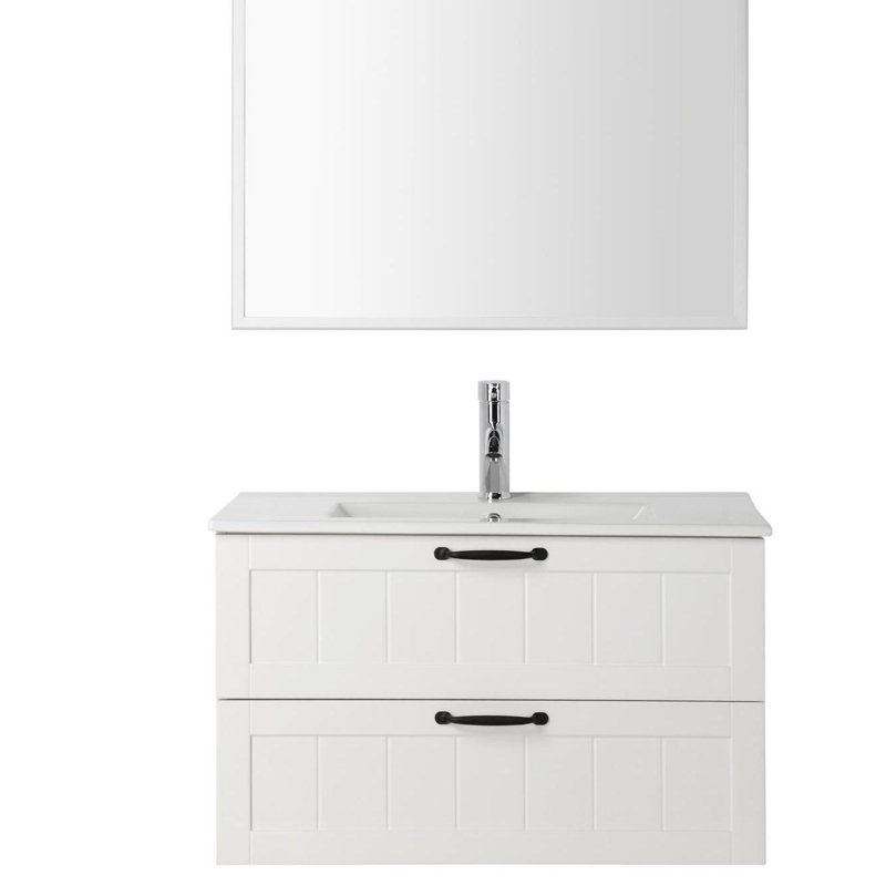 Wall Mounted Bathroom Vanity with Ceramic Sink