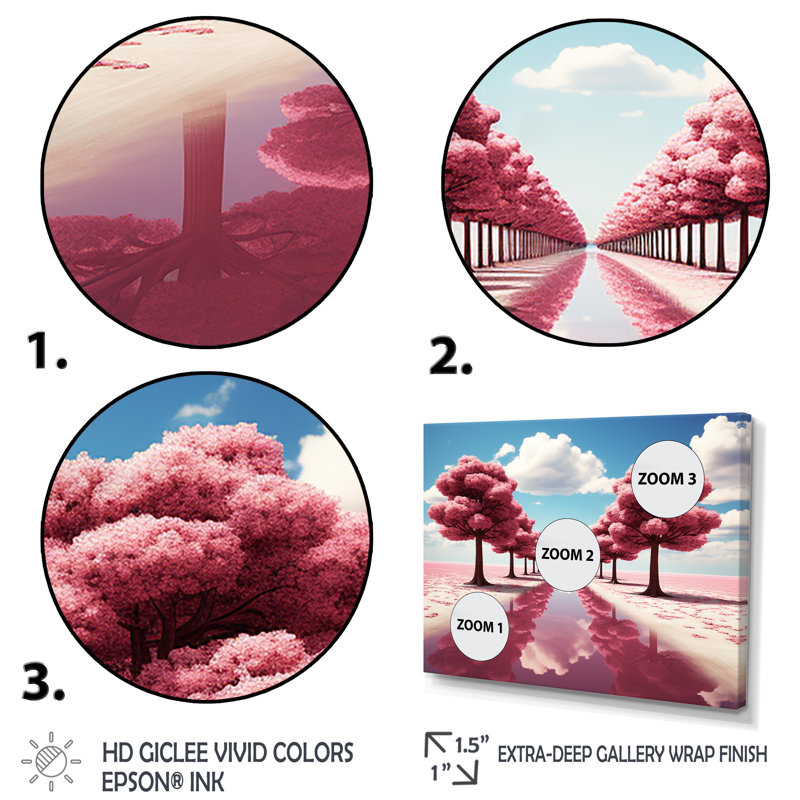 «Pink Tree Path Universe In Parallel - Science Fiction», art mural, H 12 po x l 20 po x P 1 po, Cadre flottant noir