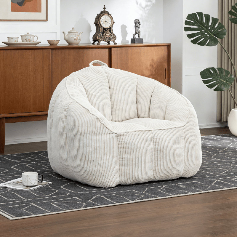 Fauteuil à billes en velours côtelé pour adultes, Beige