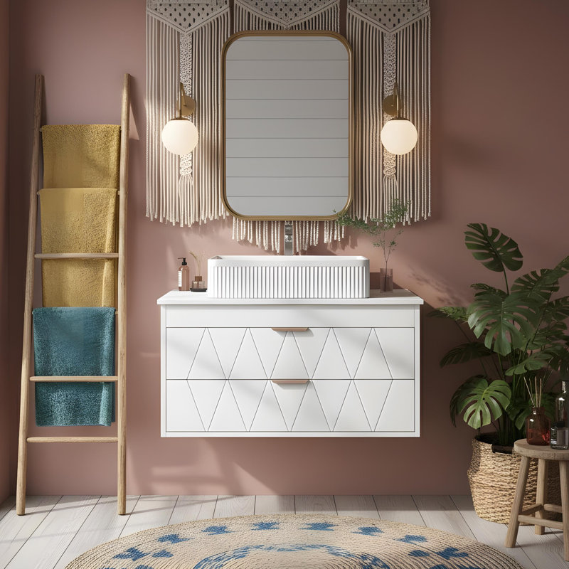 meuble-lavabo de salle de bain avec lavabo en céramique et armoire de rangement