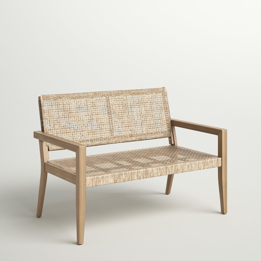 Jana 46.5'' Outdoor Wicker And Acacia Wood Loveseat Sand & Stable™