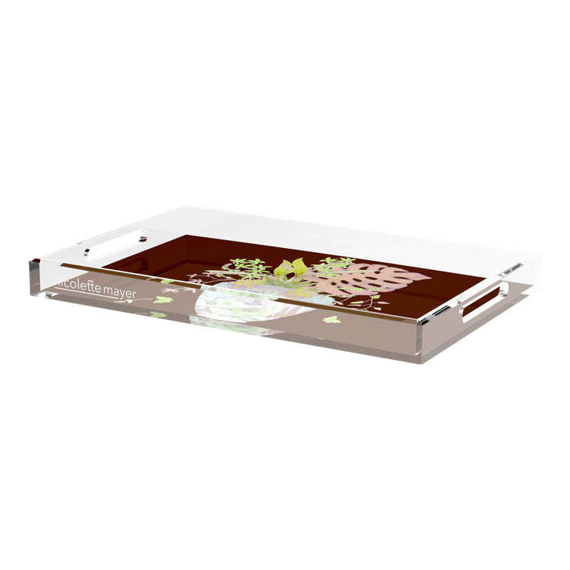 Monkey Large Jungle Acrylic Rectangle Decorative Tray, Chocolate Lime, 22.5"W x 14.5"D x 2"H