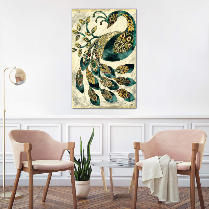 Royal Peacock II by Chariklia Zarris - Painting on Canvas, 101.6 cm H x 66.04 cm W x 3.175 cm D, No Frame
