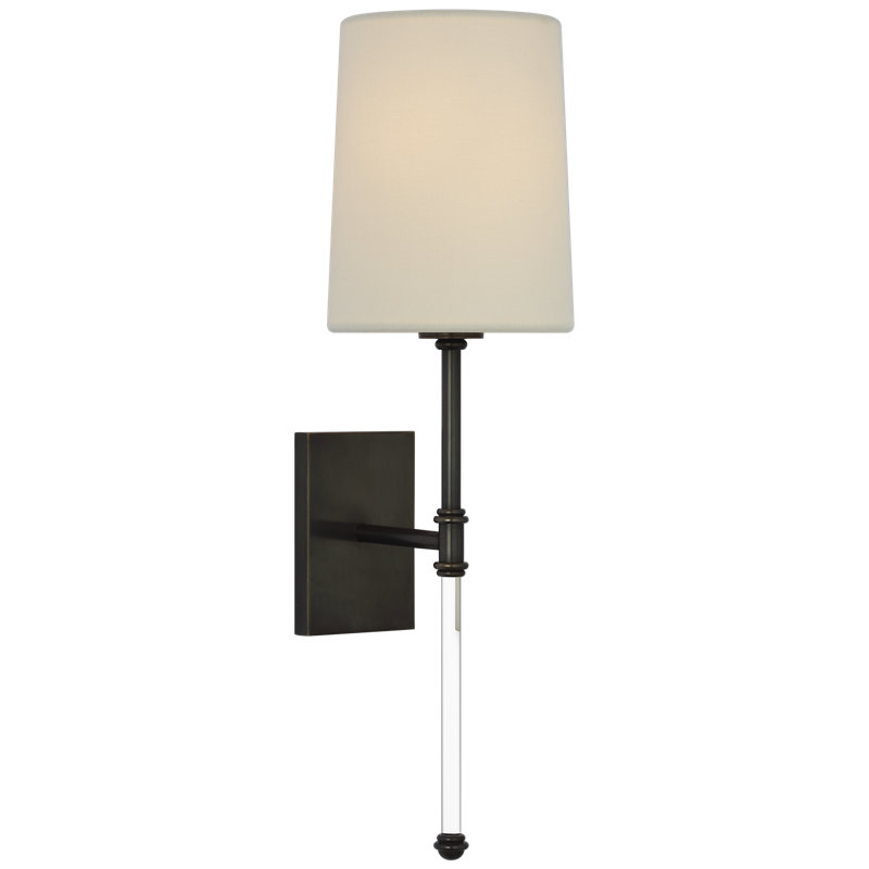 Suzanne Kasler Camille 16" Sconce with Linen Shade, Bronze