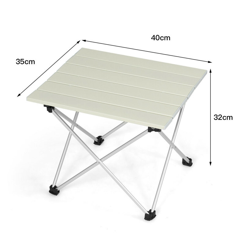 Korben Square Outdoor Camping Table, 32cm H x 40cm W x 35cm D, White