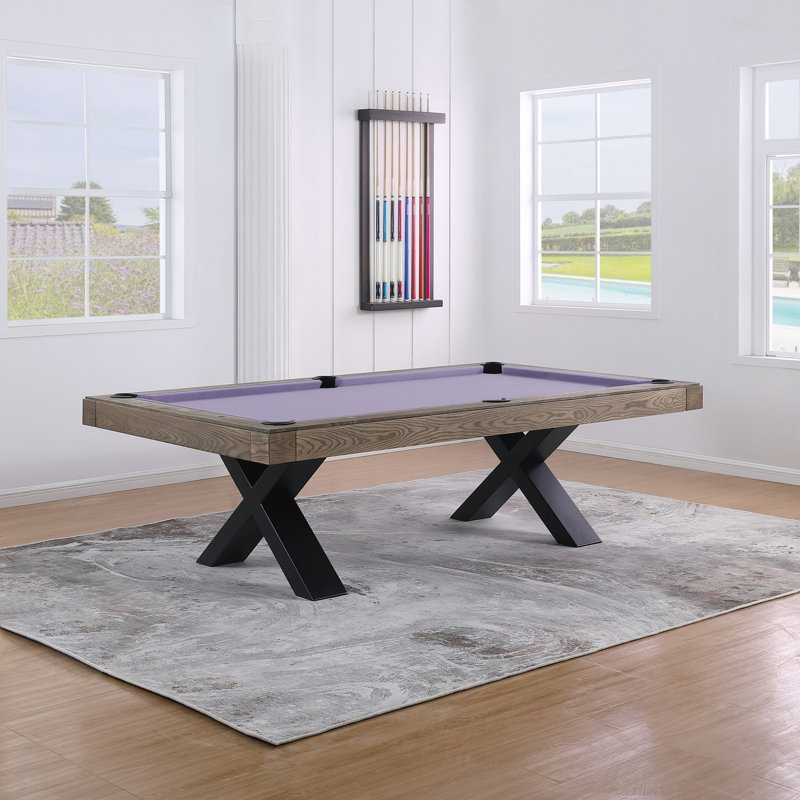 Table de billard en ardoise 8 pi Texas II avec pieds en acier, 8 Feet, Gris anthracite