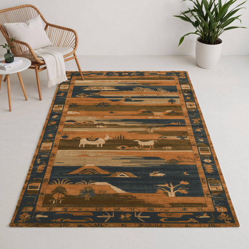 ArtDeco Brown Indoor and Outdoor Area Rug, Rectangle 9' x 12'