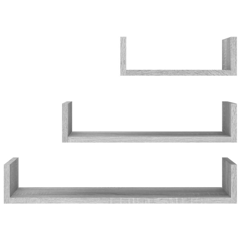 Jaylaa 3 Piece Square Floating Shelf, Grey Sonoma