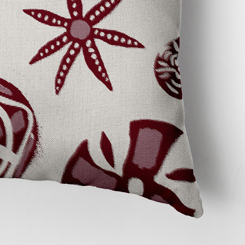 Geometric Outdoor Reversible Throw Pillow, Maroon
