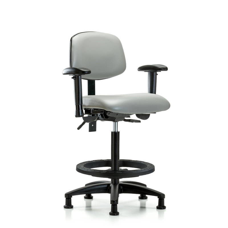 Astrid Vinyl Drafting Chair, Dove, Glides, Included
