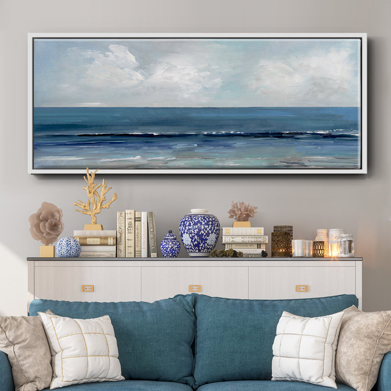 Blue Seas- Framed Canvas, 24" H x 60" W