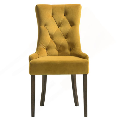 Ensemble de 2 chaises d'appoint jaunes et espresso à dossier capitonné