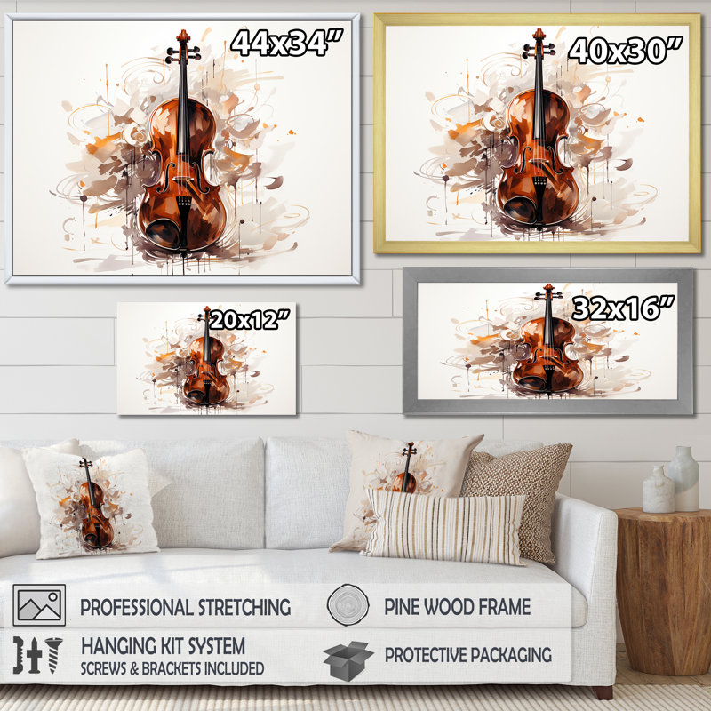 Cello Contour Rich Brown - Décoration murale musique, H 24 po x l 32 po x P 1 po, Cadre flottant noir