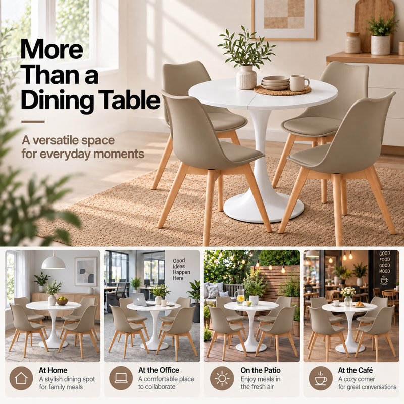 Dining Set, White, Khaki