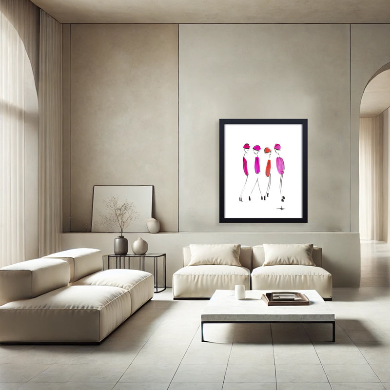 Four In Fuchsia Print by Chauncey Jacks, 30" H x 24" W x 1.125" D, Framed Print, Black