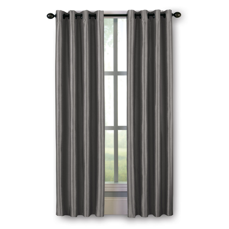Panneau de rideau simple obscurcissant avec œillets Manos, Étain, L 50 po x L 84 po