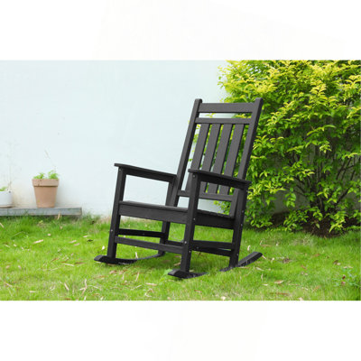 Chaise berçante surdimensionnée avec texture en bois, chaise berçante d'extérieur pour adultes, chaise berçante résistante aux intempéries pour jardin