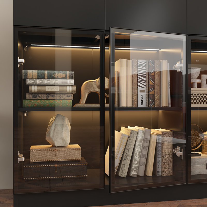 Vitrine avec lumières réglables, Noir