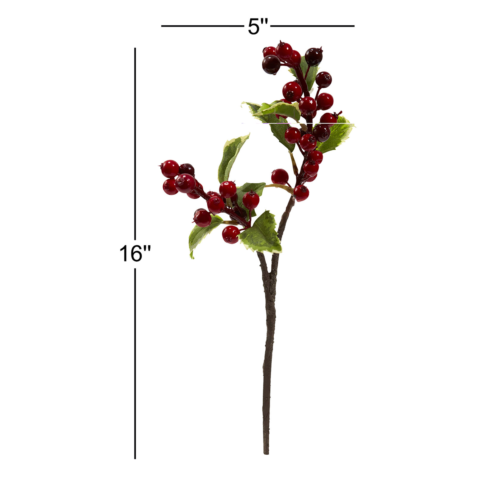16'' Faux Holly Branch