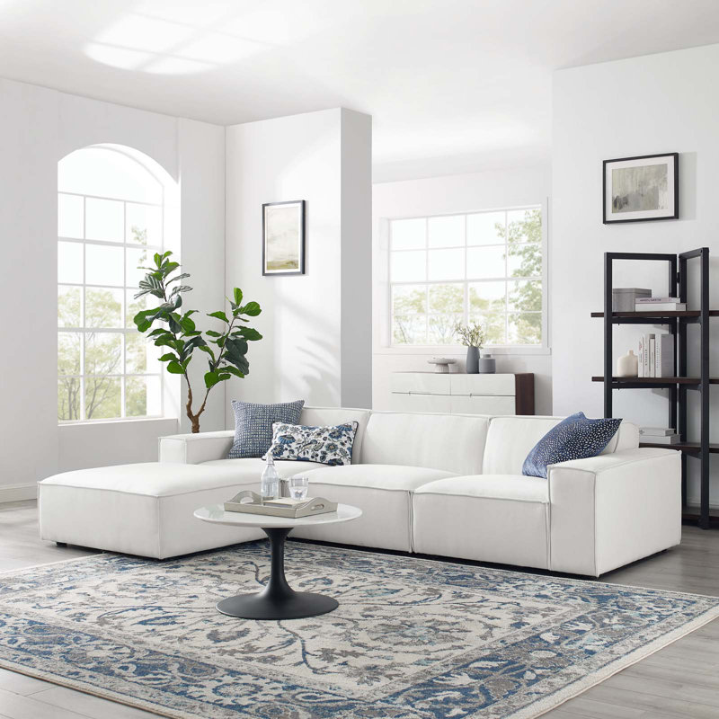 Restore 4-Piece Sectional Sofa, White Polyester