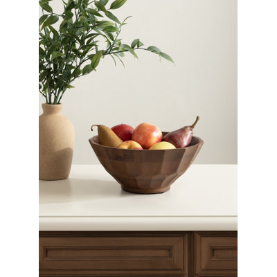 Plete Round Mango Wood Serving Bowl