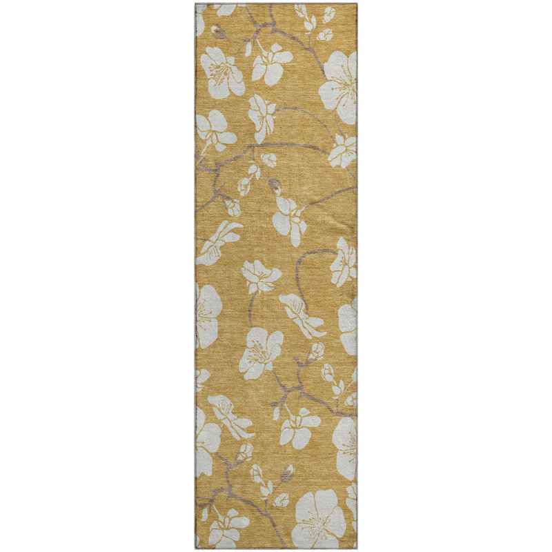Premium Machine Washable Birchview AMF1032 Floral Rug, Runner 2'3" x 7'6"