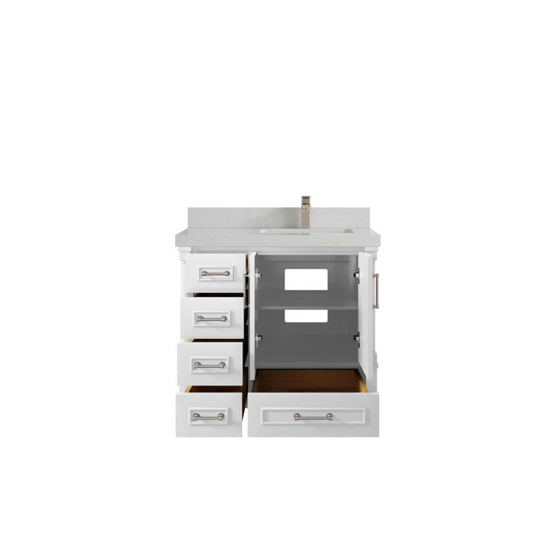 Ensemble de meuble-lavabo simple 36 po Aberdeen, Quartz de Carrare