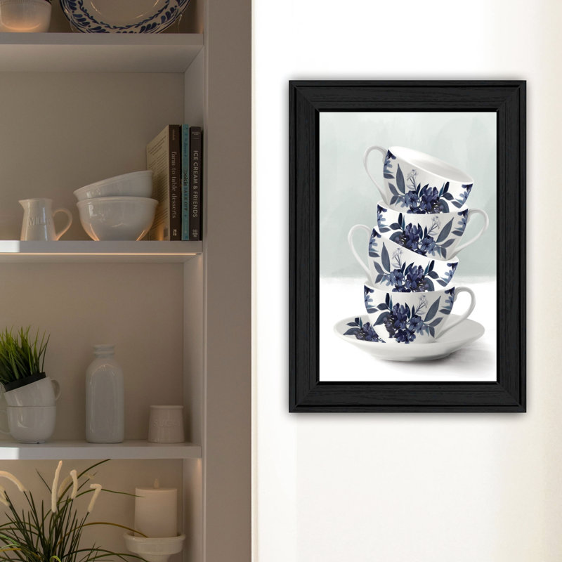 «Multicolor Blue Tea Tower», reproduction encadrée de 23 po de hauteur, art mural, largeur de 0,98 po, papier