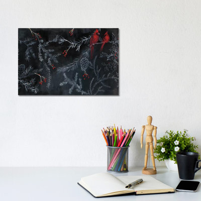 Cardinal Chalkboard 1 Piece Wrapped Canvas Painting