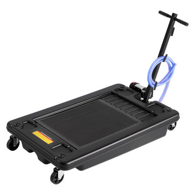Bac à huile à profil bas, capacité de 17 gallons, contenant à huile roulant avec pompe électrique de 120 V, tuyau de 7,2 pi et poignée en T pliante pour voitures, VUS, camions, VTT, noir